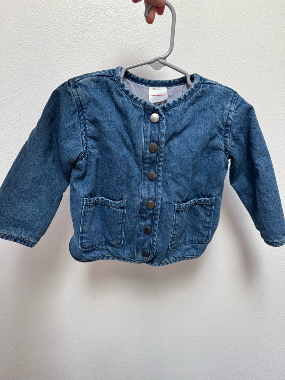 Hanna Andersson Kids Quilted Blue Denim Snap-Front Jacket